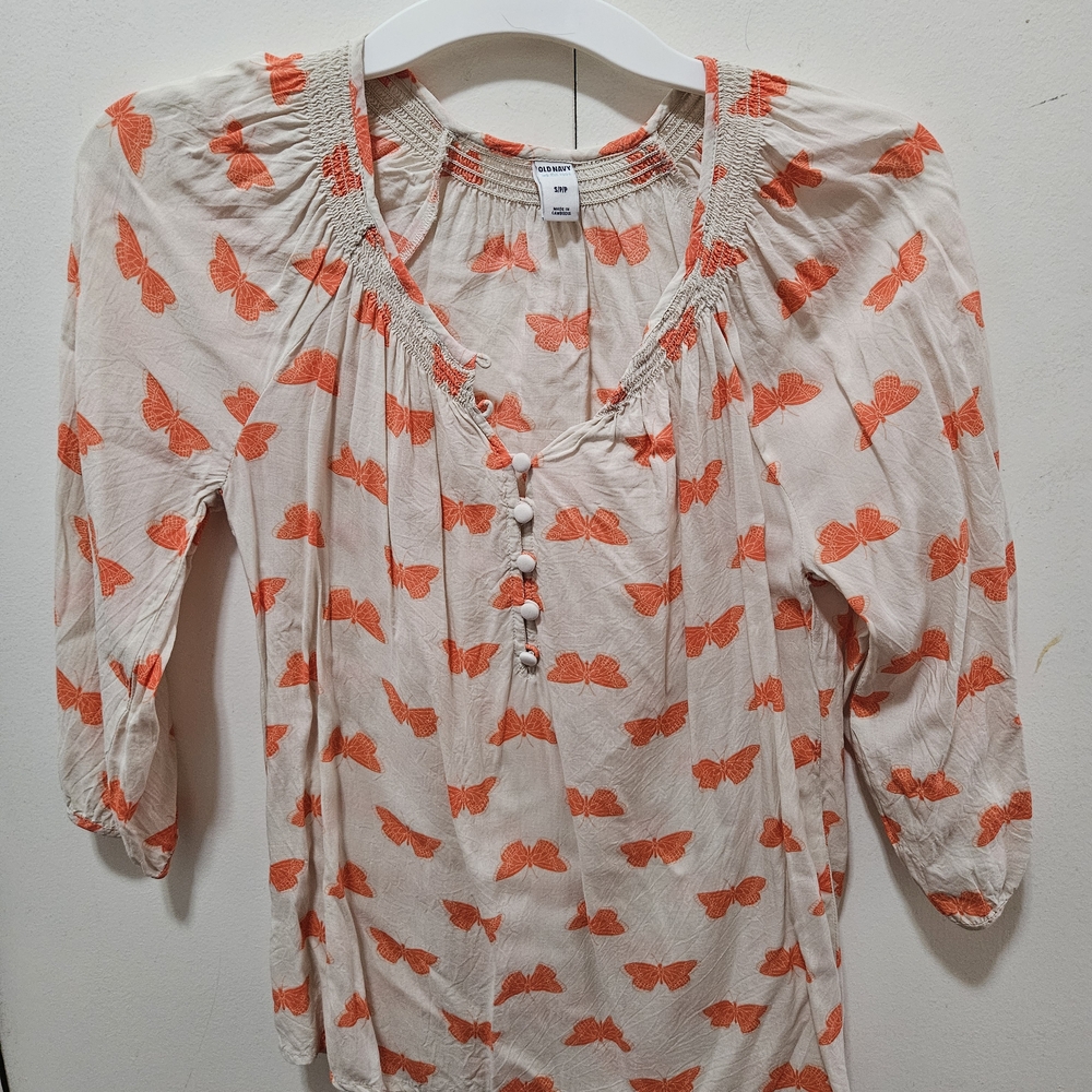 Old Navy Cream and Orange Blouse